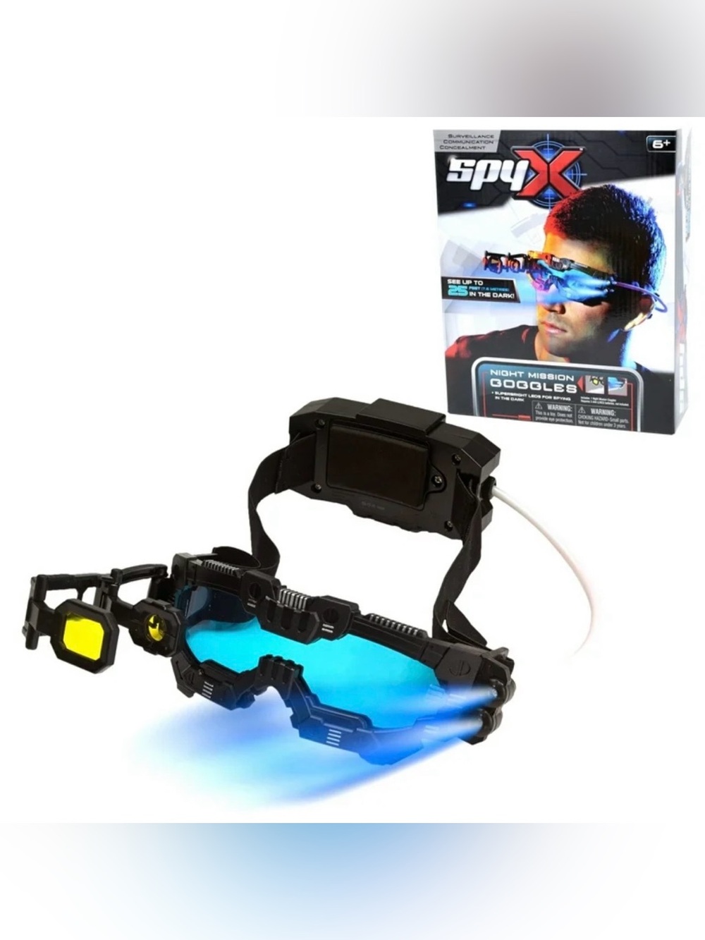 SpyX Night Mission Goggles Twin LED Light Beams Flip Out Scope Adjustable Strap
